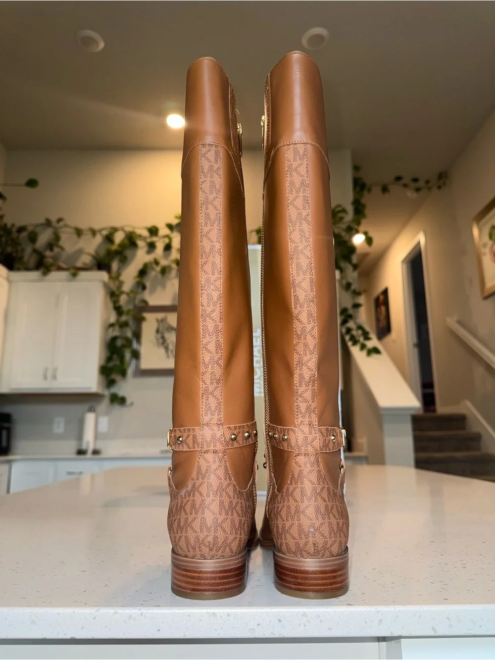 Michael Kors Tan Brown Leather Tall Riding Boots